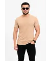Erkek Basic Tişört Bisiklet Yaka Kısa Kol Günlük Yazlık Slim fit T-Shirt - Bej