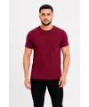 Erkek Basic Tişört Bisiklet Yaka Kısa Kol Günlük Yazlık Slim fit T-Shirt - Bordo