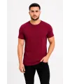 Erkek Basic Tişört Bisiklet Yaka Kısa Kol Günlük Yazlık Slim fit T-Shirt - Bordo