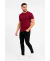 Erkek Basic Tişört Bisiklet Yaka Kısa Kol Günlük Yazlık Slim fit T-Shirt - Bordo