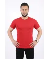 Erkek Basic Tişört Bisiklet Yaka Kısa Kol Günlük Yazlık Slim fit T-Shirt - Kırmızı
