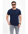 Erkek Basic Tişört Bisiklet Yaka Kısa Kol Günlük Yazlık Slim fit T-Shirt - Lacivert