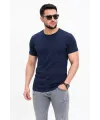 Erkek Basic Tişört Bisiklet Yaka Kısa Kol Günlük Yazlık Slim fit T-Shirt - Lacivert