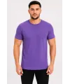 Erkek Basic Tişört Bisiklet Yaka Kısa Kol Günlük Yazlık Slim fit T-Shirt - Mor
