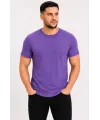 Erkek Basic Tişört Bisiklet Yaka Kısa Kol Günlük Yazlık Slim fit T-Shirt - Mor