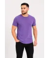 Erkek Basic Tişört Bisiklet Yaka Kısa Kol Günlük Yazlık Slim fit T-Shirt - Mor