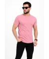 Erkek Basic Tişört Bisiklet Yaka Kısa Kol Günlük Yazlık Slim fit T-Shirt - Pembe