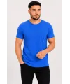 Erkek Basic Tişört Bisiklet Yaka Kısa Kol Günlük Yazlık Slim fit T-Shirt - Saks Mavisi