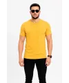 Erkek Basic Tişört Bisiklet Yaka Kısa Kol Günlük Yazlık Slim fit T-Shirt - Sarı