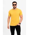 Erkek Basic Tişört Bisiklet Yaka Kısa Kol Günlük Yazlık Slim fit T-Shirt - Sarı