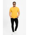 Erkek Basic Tişört Bisiklet Yaka Kısa Kol Günlük Yazlık Slim fit T-Shirt - Sarı