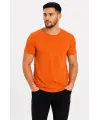 Erkek Basic Tişört Bisiklet Yaka Kısa Kol Günlük Yazlık Slim fit T-Shirt - Turuncu