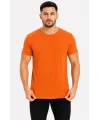 Erkek Basic Tişört Bisiklet Yaka Kısa Kol Günlük Yazlık Slim fit T-Shirt - Turuncu