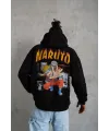 Erkek Baskılı Kapüşonlu 3 iplik pamuklu hoodie Sweatshirt - Siyah