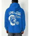 Erkek Baskılı Kapüşonlu Cepli Hoodie 3 İplik Pamuklu Sweatshirt - Saks Mavisi