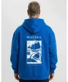 Erkek Baskılı Kapüşonlu Cepli Hoodie 3 İplik Pamuklu Sweatshirt - Saks Mavisii