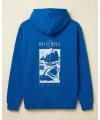 Erkek Baskılı Kapüşonlu Cepli Hoodie 3 İplik Pamuklu Sweatshirt - Saks Mavisii