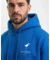 Erkek Baskılı Kapüşonlu Cepli Hoodie 3 İplik Pamuklu Sweatshirt - Saks Mavisii