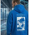 Erkek Baskılı Kapüşonlu Cepli Hoodie 3 İplik Pamuklu Sweatshirt - Saks Mavisii
