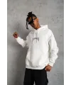 Erkek Baskılı Kapüşonlu ve Kanguru Cepli Sweatshirt hoodie - Beyaz