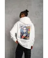 Erkek Baskılı Kapüşonlu ve Kanguru Cepli Sweatshirt hoodie - Beyaz