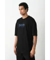 Erkek Baskılı Oversize  Kısa kol T-Shirt - Siyah