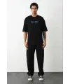 Erkek Baskılı Oversize  Kısa kol T-Shirt - Siyah