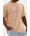 Erkek Baskılı T-Shirt Kısa Kol Bisiklet Yaka Rahat Kalıp Tişört - Bej