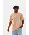 Erkek Baskılı T-Shirt Kısa Kol Bisiklet Yaka Rahat Kalıp Tişört - Bej