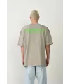 Erkek Baskılı T-Shirt Kısa Kol Bisiklet Yaka Rahat Kalıp Tişört  - Boyalı Gri