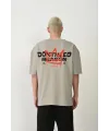 Erkek Baskılı T-Shirt Kısa Kol Bisiklet Yaka Rahat Kalıp Tişört  - Boyalı Gri