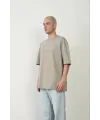 Erkek Baskılı T-Shirt Kısa Kol Bisiklet Yaka Rahat Kalıp Tişört  - Boyalı Gri