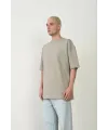 Erkek Baskılı T-Shirt Kısa Kol Bisiklet Yaka Rahat Kalıp Tişört  - Boyalı Gri