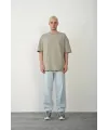 Erkek Baskılı T-Shirt Kısa Kol Bisiklet Yaka Rahat Kalıp Tişört  - Boyalı Gri