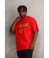 Erkek Baskılı T-Shirt Kısa Kol Bisiklet Yaka Rahat Kalıp Tişört - Kırmızı