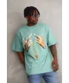 Erkek Baskılı T-Shirt Kısa Kol Bisiklet Yaka Rahat Kalıp Tişört - Mint Yeşili