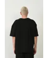 Erkek Baskılı T-Shirt Kısa Kol Bisiklet Yaka Rahat Kalıp Tişört - Siyah