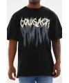 Erkek Baskılı T-Shirt Kısa Kol Bisiklet Yaka Rahat Kalıp Tişört - Siyah