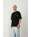 Erkek Baskılı T-Shirt Kısa Kol Bisiklet Yaka Rahat Kalıp Tişört  - Siyah