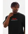Erkek Baskılı T-Shirt Kısa Kol Bisiklet Yaka Rahat Kalıp Tişört  - Siyah