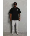 Erkek Baskılı T-Shirt Kısa Kol Bisiklet Yaka Rahat Kalıp Tişört  - Siyah
