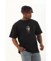 Erkek Baskılı T-Shirt Kısa Kol Bisiklet Yaka Regular Fit Rahat Kalıp Günlük Tişört - Siyah