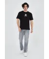 Erkek Baskılı T-Shirt Kısa Kol Bisiklet Yaka Regular Fit Rahat Kalıp Günlük Tişört - Siyah
