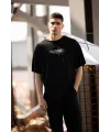 Erkek Baskılı T-Shirt Kısa Kol Bisiklet Yaka Regular Fit Rahat Kalıp Günlük Tişört - Siyah