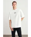 Erkek Baskılı T-Shirt Kısa Kol Bisiklet Yaka Regular Fit Rahat Kalıp Tişört - Beyaz