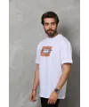 Erkek Baskılı T-Shirt Kısa Kol Bisiklet Yaka Regular Fit Rahat Kalıp Tişört -  Beyaz