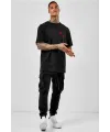 Erkek Baskılı T-Shirt Kısa Kol Bisiklet Yaka Regular Fit Rahat Kalıp Tişört - Siyah