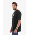 Erkek Baskılı T-Shirt Kısa Kol Bisiklet Yaka Regular Fit Rahat Kalıp Tişört -  Siyah