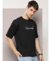 Erkek Baskılı T-Shirt Kısa Kol Bisiklet Yaka Regular Fit Rahat Kalıp Tişört - Siyah