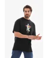 Erkek Baskılı T-Shirt Kısa Kol Bisiklet Yaka Regular Fit Rahat Kalıp Tişört -  Siyah